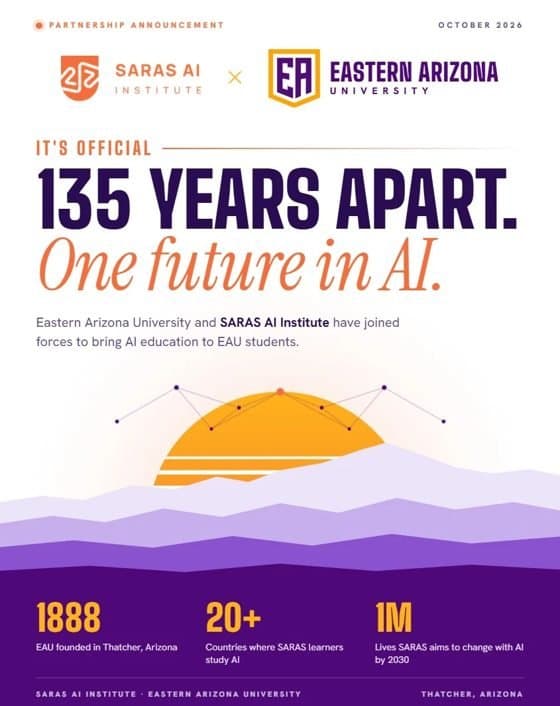Partnership announcement: Saras AI Institute and Eastern Arizona University
